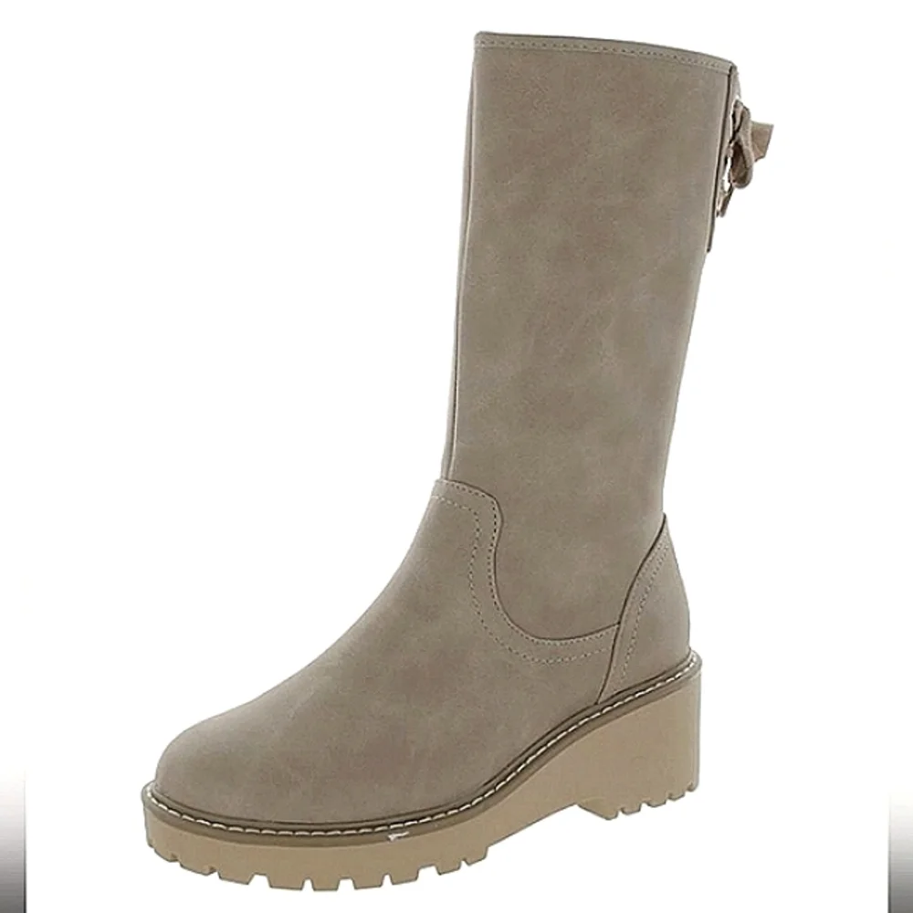 New w/o Box DV Dolce Vita Frankie Girl's Vegan Leather Mid-Calf Wedge Lug Boot
